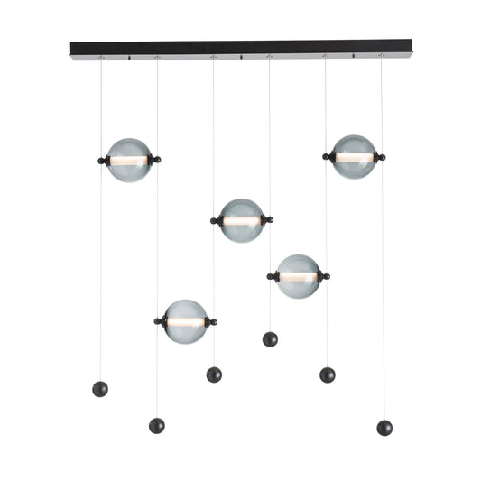 Abacus 5-Light LED Pendant LED Cool Grey Glass (YL) in Black
