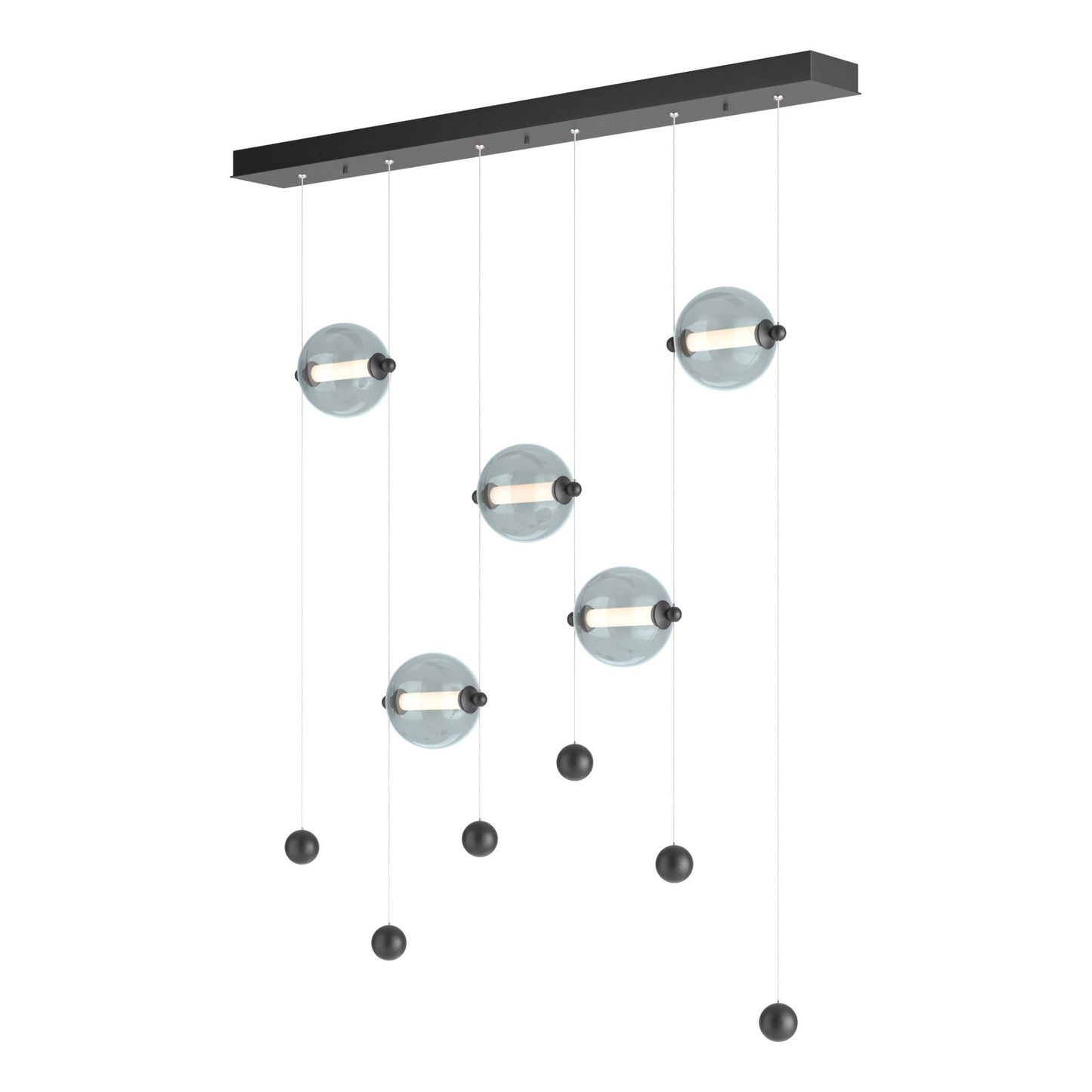 Abacus 5-Light LED Pendant LED Cool Grey Glass (YL) in Black