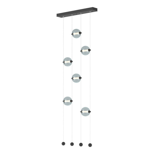 Abacus 6-Light Ceiling-to-Floor LED Pendant LED Cool Grey Glass (YL) in Black