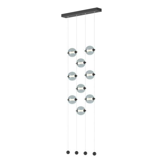 Abacus 9-Light Ceiling-to-Floor LED Pendant LED Cool Grey Glass (YL) in Black