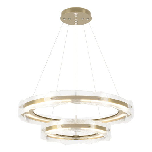 Solstice LED Tiered Pendant LED Clear Glass (ZM) in Modern Brass