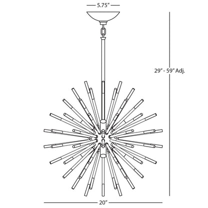 Andromeda Pendant, 8-Light, Modern Brass, Clear Acrylic Rods, 20"W (165 2EK09)