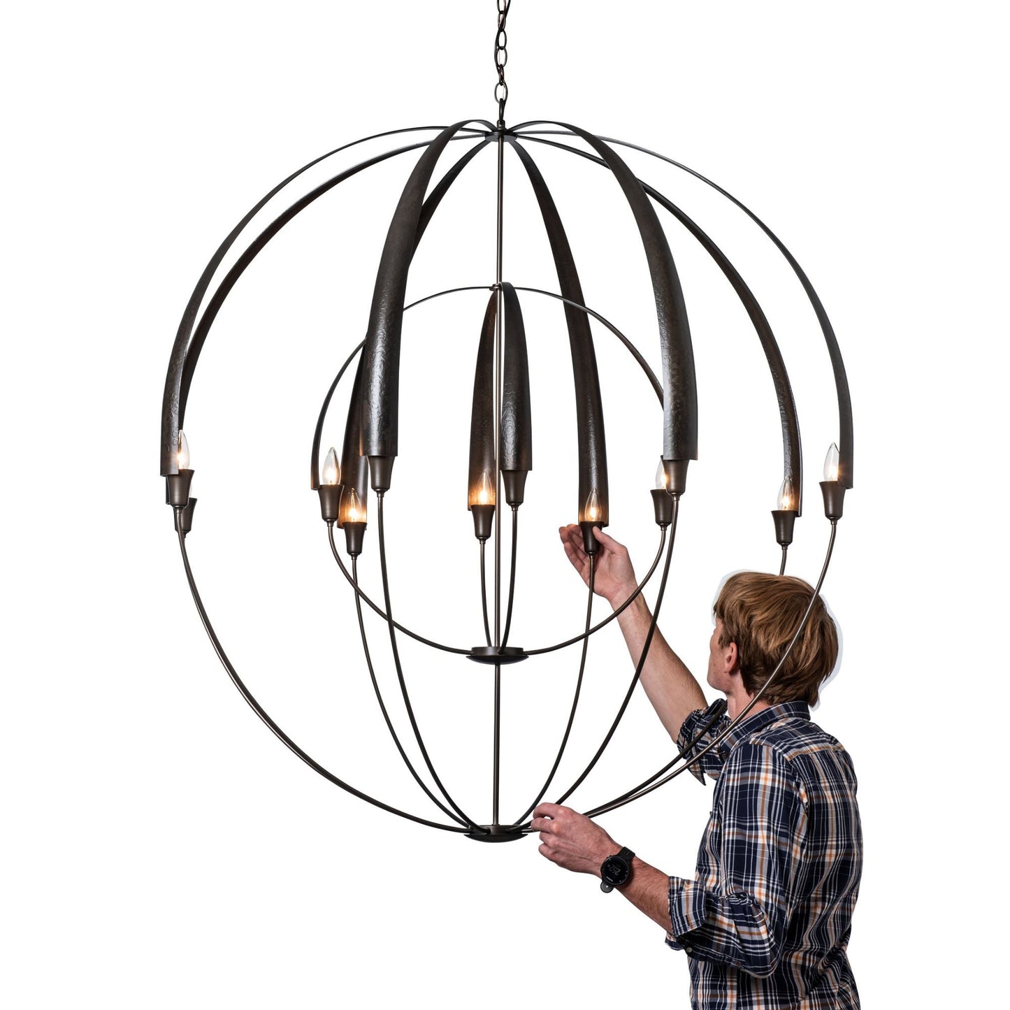 Double Cirque Large Scale Chandelier 12-Light in Dark Smoke