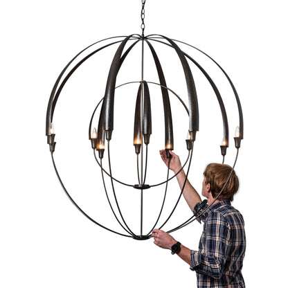 Double Cirque Large Scale Chandelier 12-Light in Dark Smoke