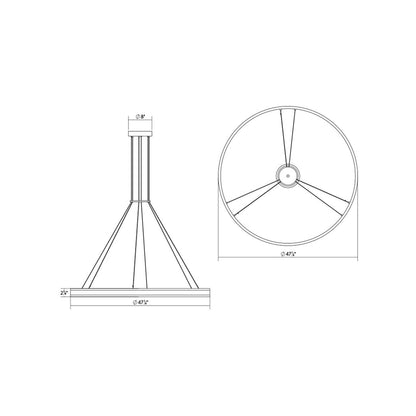 Double Corona 48" Wide Integrated LED Ring Chandelier with Acrylic Shades