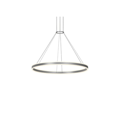 Double Corona 48" Wide Integrated LED Ring Chandelier with Acrylic Shades