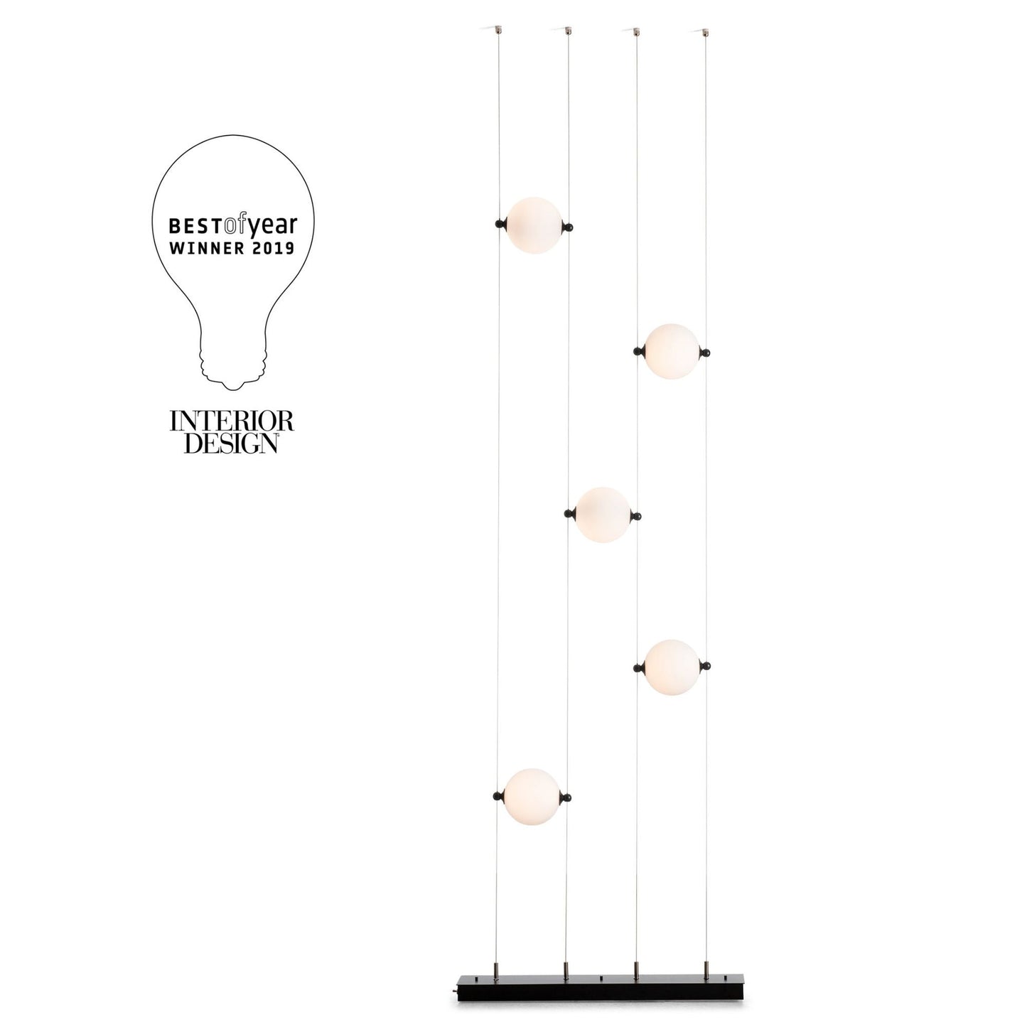 Abacus 5-Light Floor to Ceiling Plug-In LED Lamp LED Opal Glass (GG) in Black
