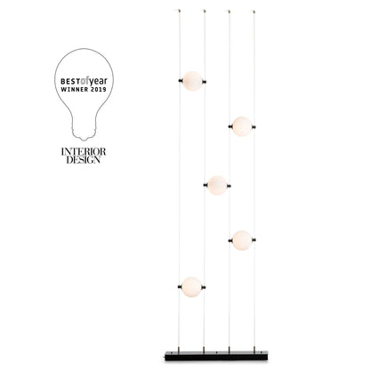 Abacus 5-Light Floor to Ceiling Plug-In LED Lamp LED Opal Glass (GG) in Black