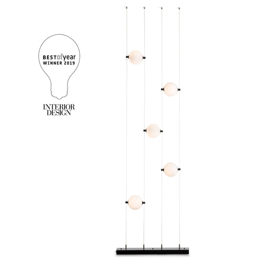 Abacus 5-Light Floor to Ceiling Plug-In LED Lamp LED Opal Glass (GG) in Black
