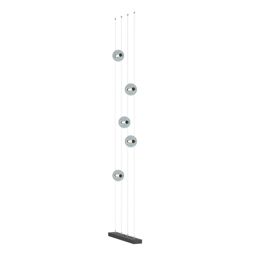 Abacus 5-Light Floor to Ceiling Plug-In LED Lamp LED Cool Grey Glass (YL) in Black