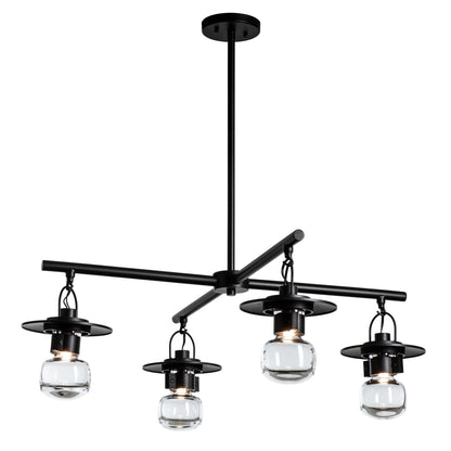 Mason Outdoor 4-Light Pendant 4-Light Clear Glass (ZM) in Coastal Black
