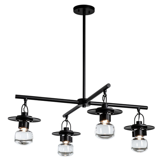 Mason Outdoor 4-Light Pendant 4-Light Clear Glass (ZM) in Coastal Black