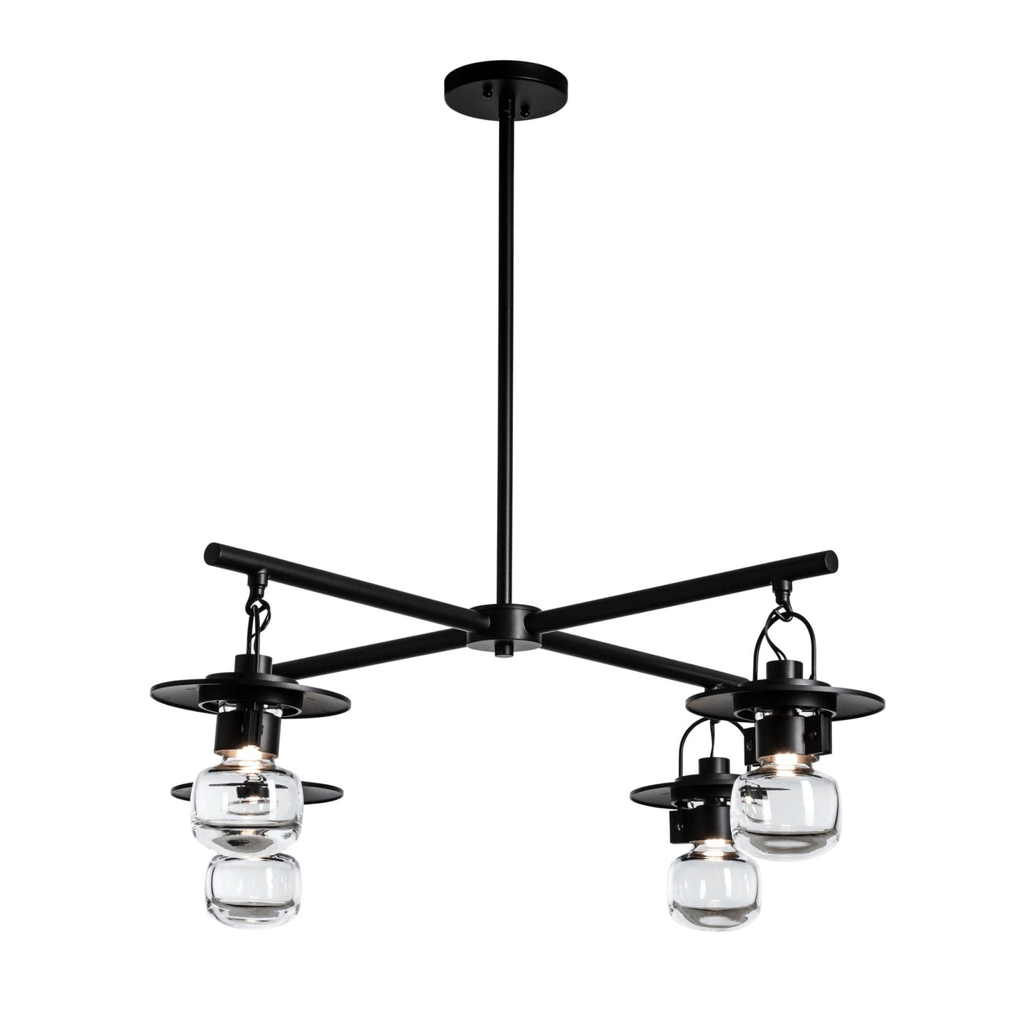 Mason Outdoor 4-Light Pendant 4-Light Clear Glass (ZM) in Coastal Black