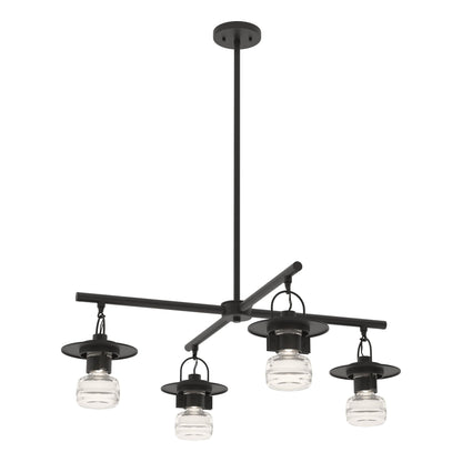 Mason Outdoor 4-Light Pendant 4-Light Clear Glass (ZM) in Coastal Black