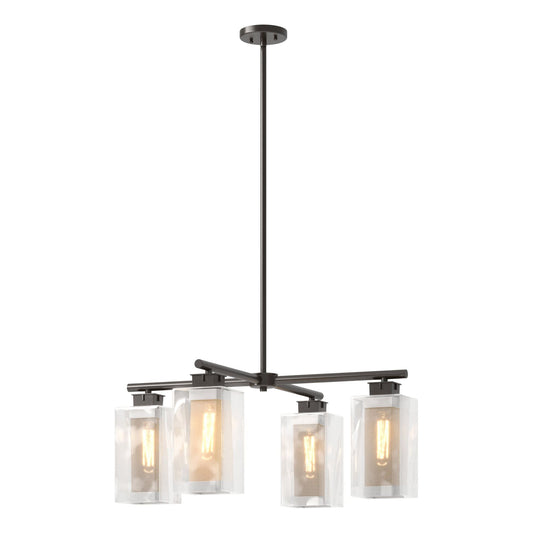 Polaris Outdoor 4-Light Pendant 4-Light Coastal Silver Accent Clear Glass (ZM) in Coastal Oil Rubbed Bronze