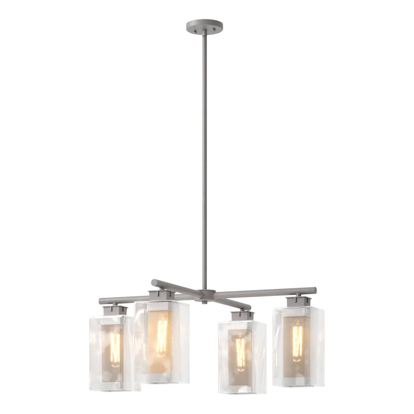 Polaris Outdoor 4-Light Pendant 4-Light Coastal Silver Accent Clear Glass (ZM) in Coastal Burnished Steel