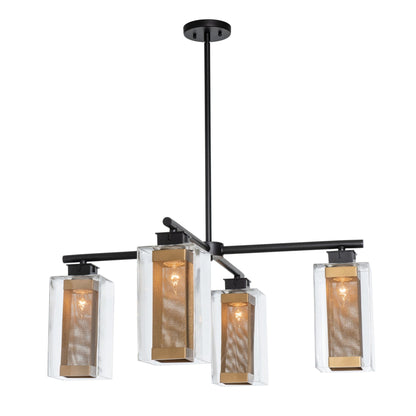 Polaris Outdoor 4-Light Pendant 4-Light Coastal Gold Accent Clear Glass (ZM) in Coastal Black