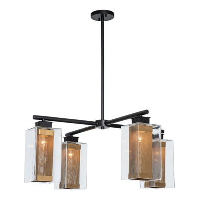 Polaris Outdoor 4-Light Pendant 4-Light Coastal Gold Accent Clear Glass (ZM) in Coastal Black