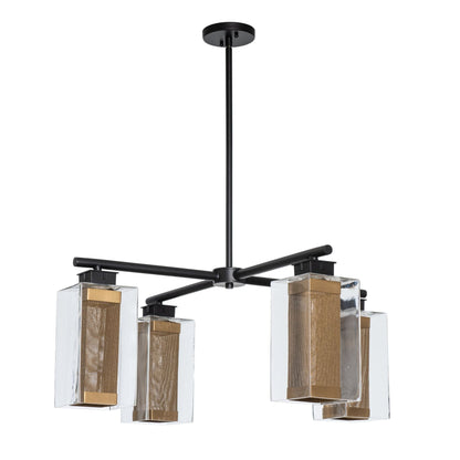 Polaris Outdoor 4-Light Pendant 4-Light Coastal Gold Accent Clear Glass (ZM) in Coastal Black