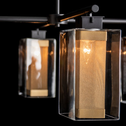 Polaris Outdoor 4-Light Pendant 4-Light Coastal Gold Accent Clear Glass (ZM) in Coastal Black