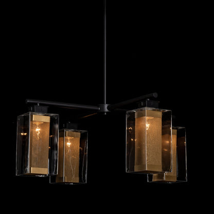 Polaris Outdoor 4-Light Pendant 4-Light Coastal Gold Accent Clear Glass (ZM) in Coastal Black