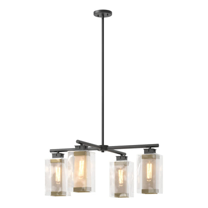 Polaris Outdoor 4-Light Pendant 4-Light Coastal Gold Accent Clear Glass (ZM) in Coastal Black