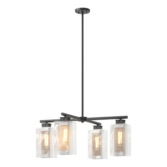Polaris Outdoor 4-Light Pendant 4-Light Coastal Silver Accent Clear Glass (ZM) in Coastal Black