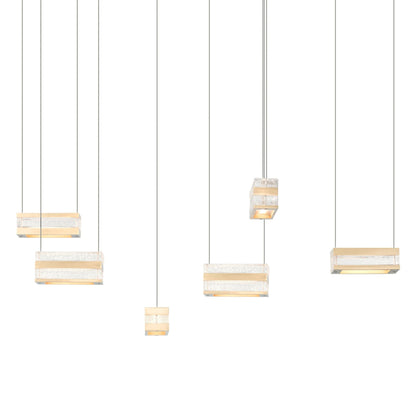 Stacks 6-Light LED Pendant LED Clear Glass (ZM) in Modern Brass