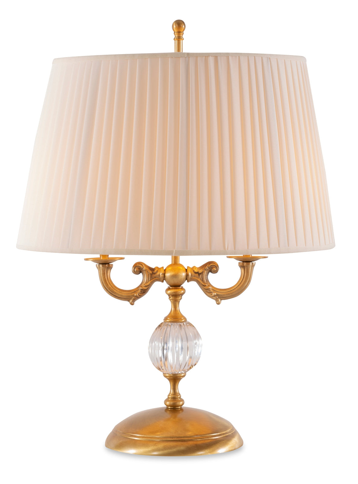 Maitland Smith Aged Brass Table Lamp with Crystal Insert MS20