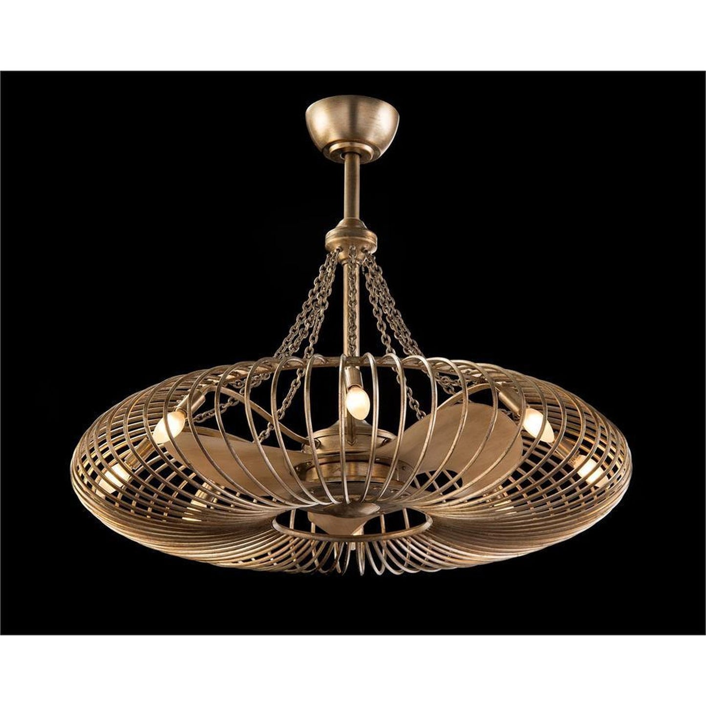 John Richard Ribbons of Silver Eight-Light Pendant with Fan