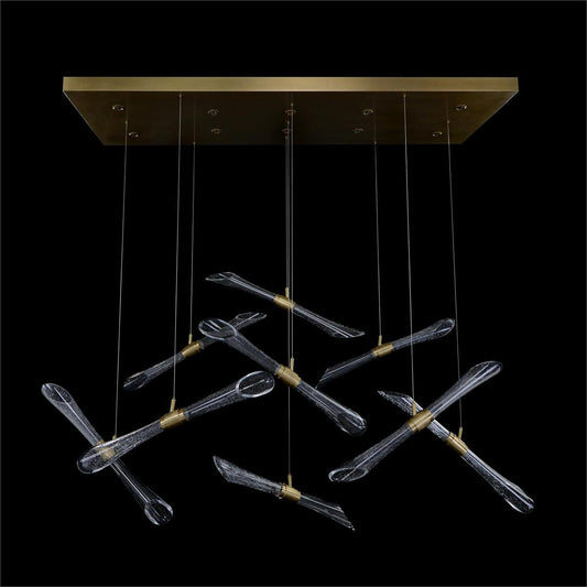 John Richard Rhapsody - Nine Fluted Light Tube Chandelier With Ten Additional LEDs In The Canopy