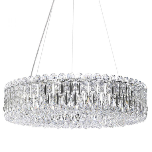 Sarella Pendant, 12-Light, Polished Stainless Steel, Heritage Crystal, 24"W (RS8343N-401H 1HZXHR)