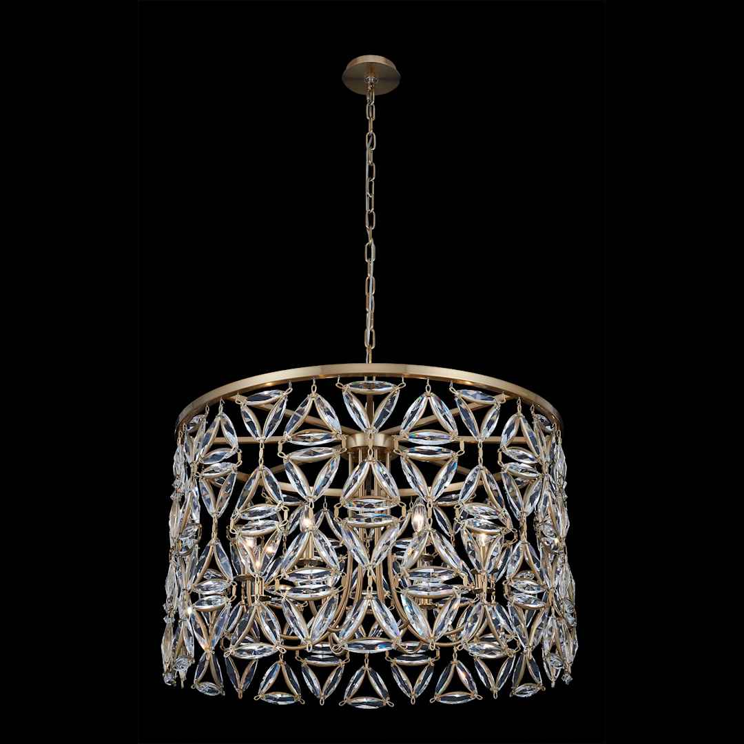 Triangulo 8 Light 34" Wide Crystal Drum Chandelier