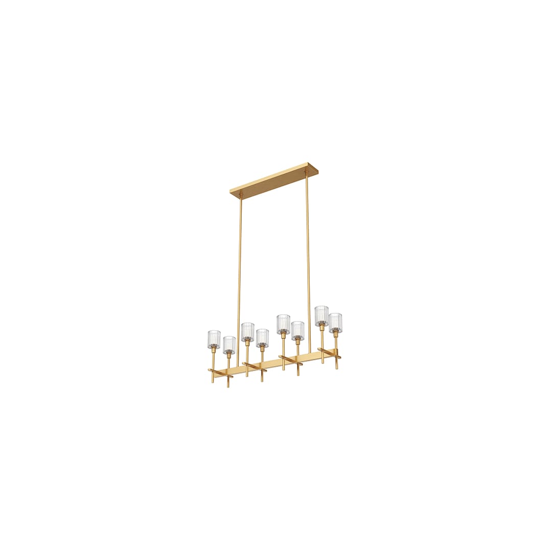 Salita 8 Light 35" Wide Crystal Linear Chandelier with Ribbed Crystal Shades