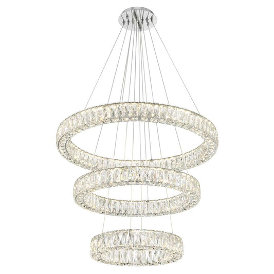 32" Wide LED Crystal Ring Chandelier