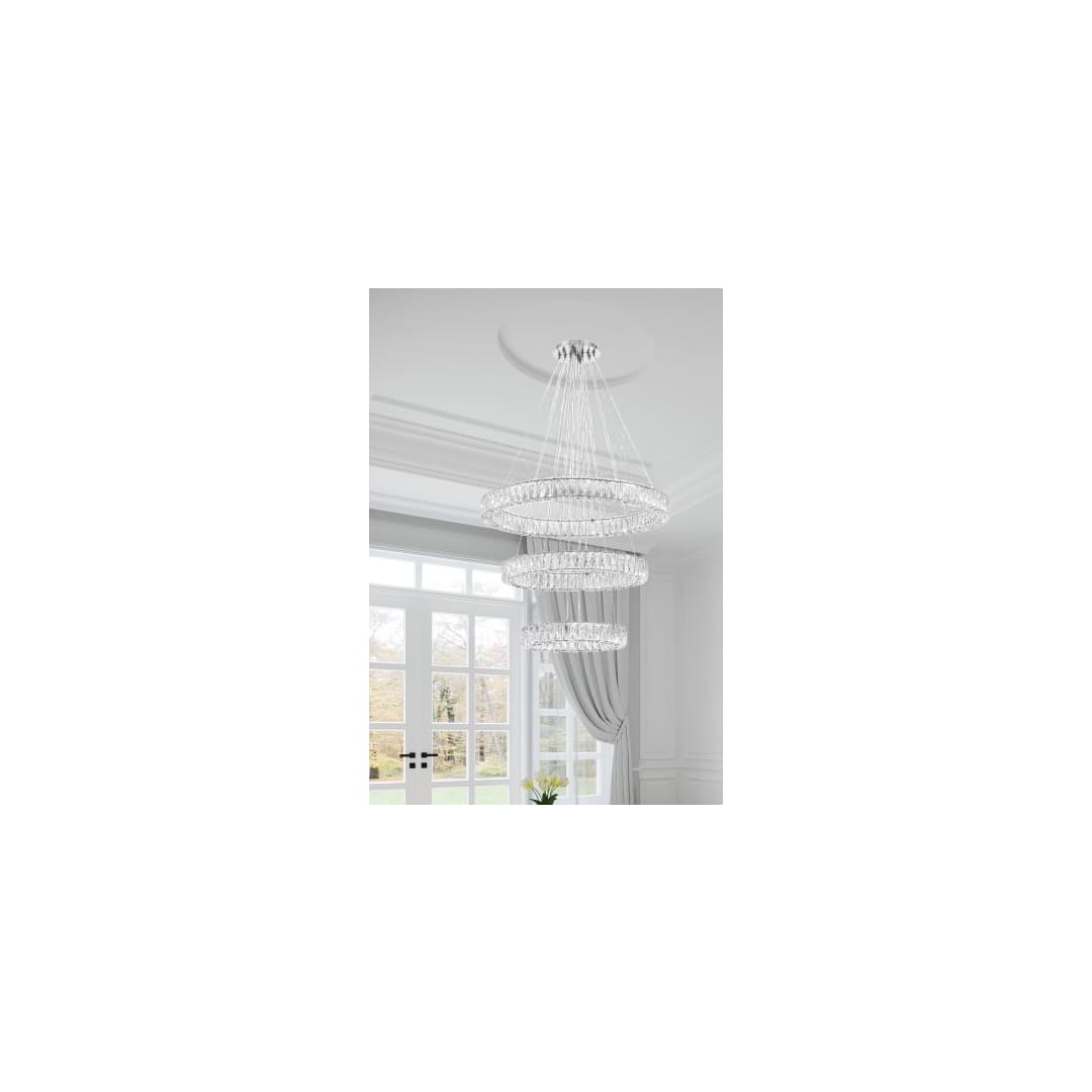 32" Wide LED Crystal Ring Chandelier