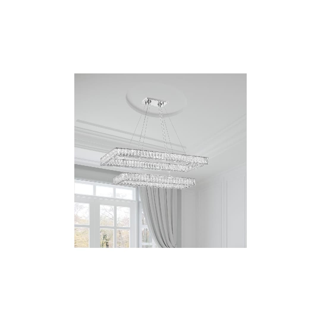 42" Wide LED Crystal Linear Chandelier