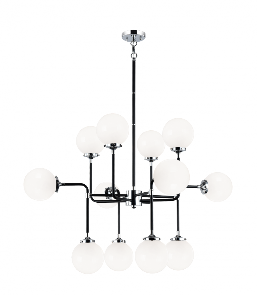 Particles Pendant, 12-Light, Black, Chrome, 38"W (C58212CHOP 305UR6Z)
