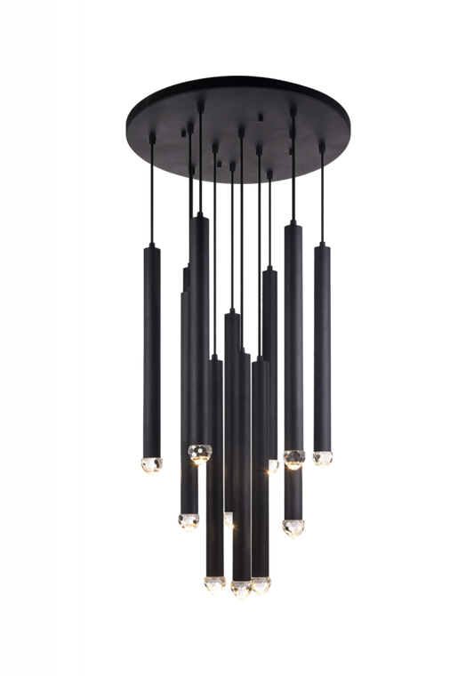 Reign Pendant, 12-Light, LED, Black, Matte Black, 24"H (C78312MB 305XK2Y)