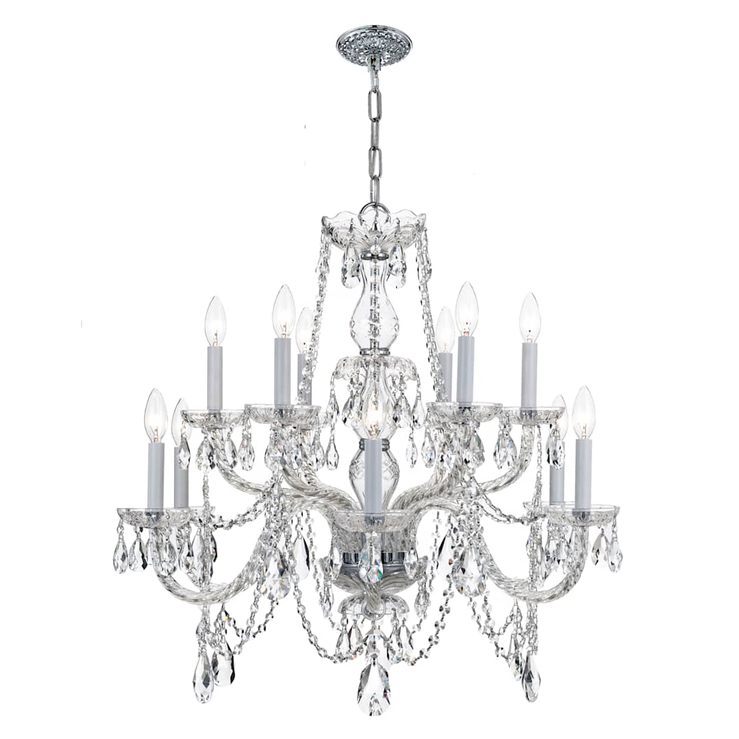 Traditional Crystal 12 Light 31" Wide Crystal Chandelier with Swarovski Strass Crystal Accents