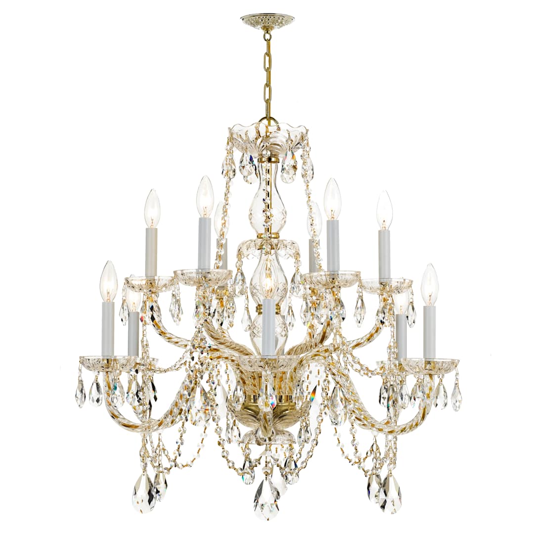 Traditional Crystal 12 Light 31" Wide Crystal Chandelier with Swarovski Strass Crystal Accents
