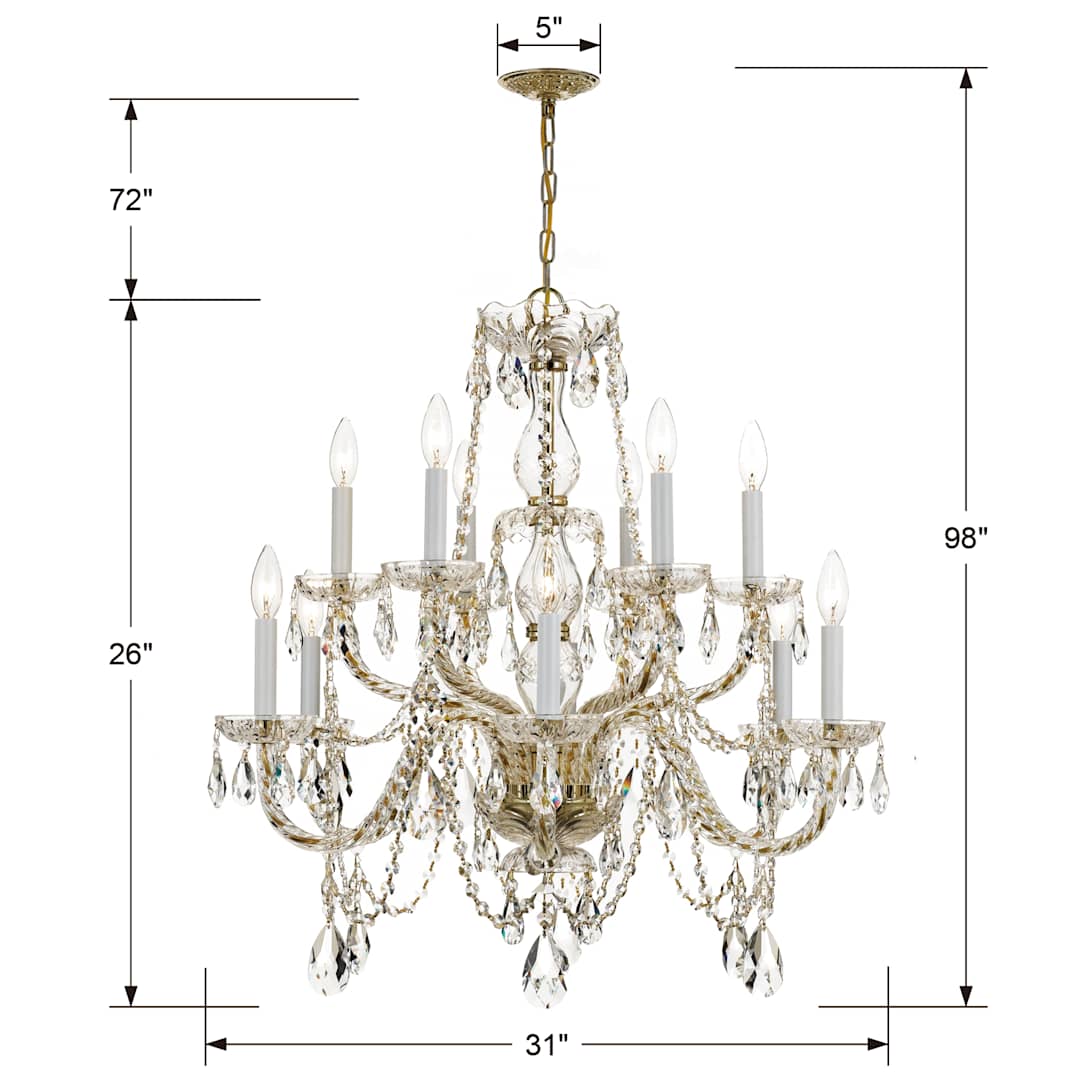 Traditional Crystal 12 Light 31" Wide Crystal Chandelier with Swarovski Strass Crystal Accents