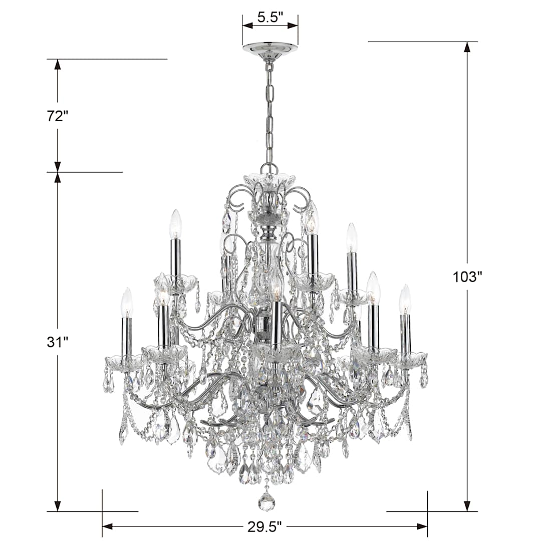 Imperial 12 Light 30" Wide Crystal Chandelier with Swarovski Strass Crystal Accents