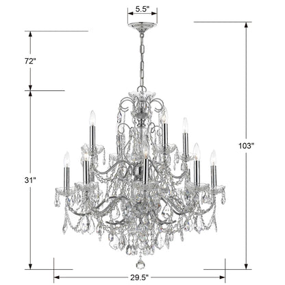 Imperial 12 Light 30" Wide Crystal Chandelier with Swarovski Strass Crystal Accents