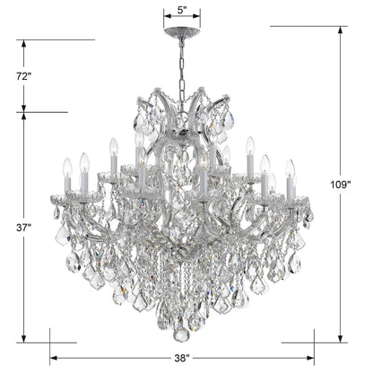 Maria Theresa 19 Light 38" Wide Crystal Candle Style Chandelierwith with Italian Crystal Accents