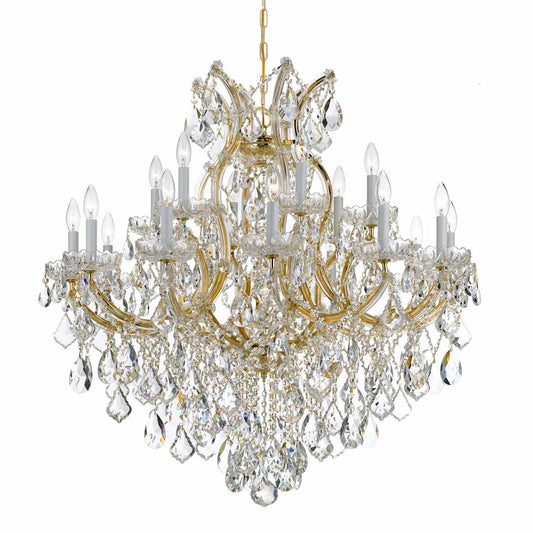 Maria Theresa 19 Light 38" Wide Crystal Candle Style Chandelier with Hand Cut Crystal Accents