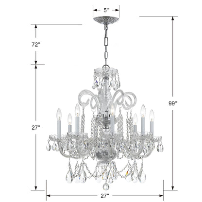 Traditional Crystal 8 Light 27" Wide Crystal Chandelier with Swarovski Spectra Crystal Accents