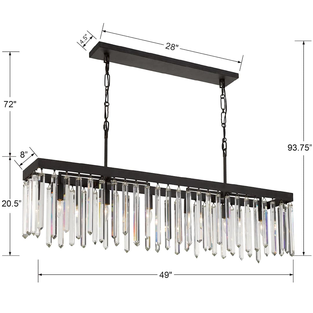 Hollis 6 Light 49" Wide Crystal Linear Chandelier with Hand Cut Crystal Accents