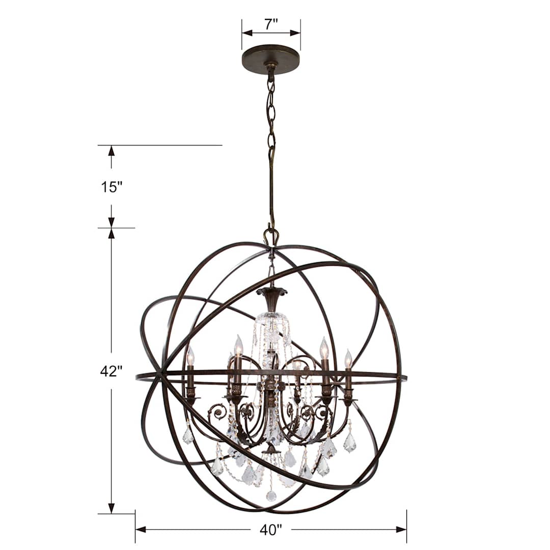 Solaris 6 Light 40" Wide Crystal Globe Chandelier with Hand Cut Crystal Accents