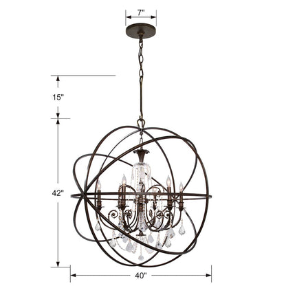 Solaris 6 Light 40" Wide Crystal Globe Chandelier with Hand Cut Crystal Accents